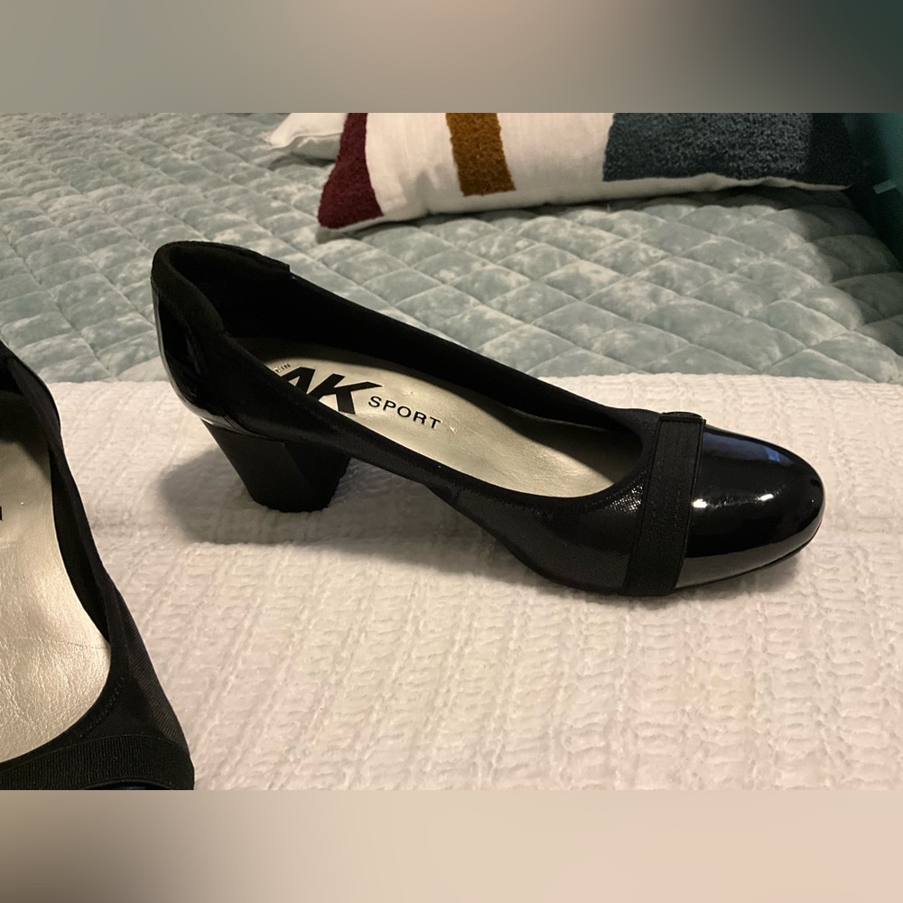 Anne Klein Black Patent Block Heels